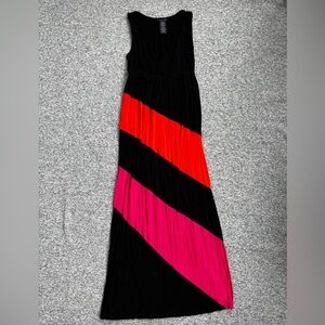 Spense Black Pink Orange Tank Long Sundress